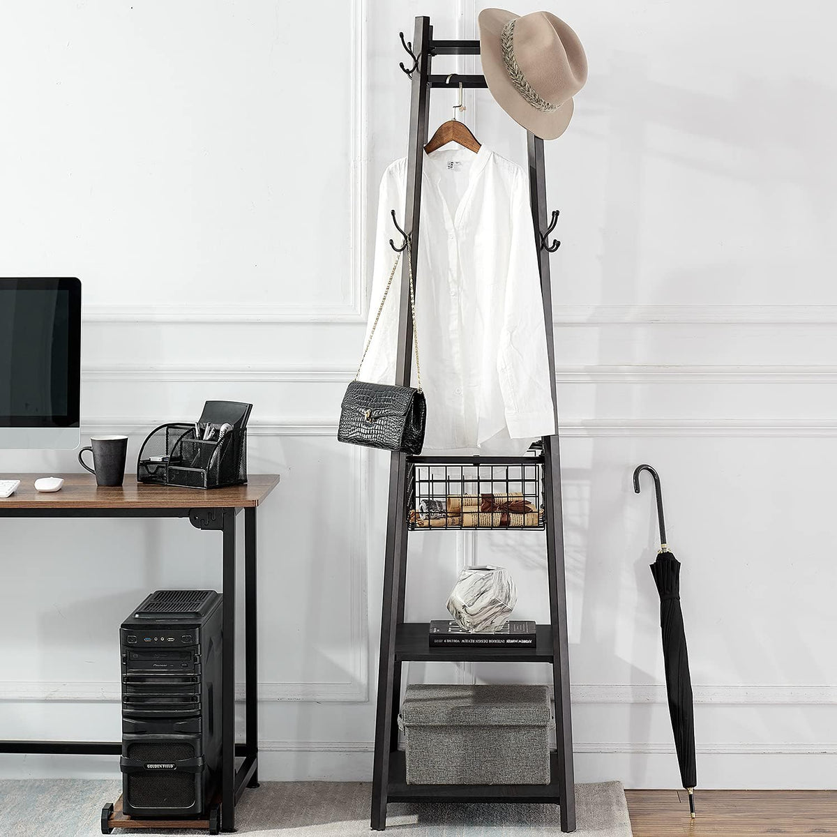 VECELO Coat Rack Freestanding Hall Tree