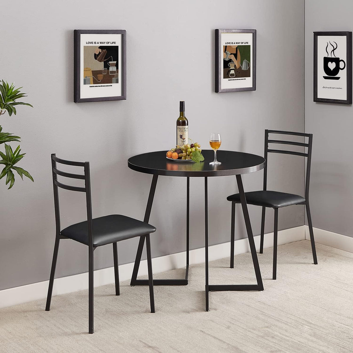 VECELO 3 Piece Kitchen Dining Room Set
