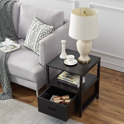 VECELO Nightstand Modern Square End Side Table, 1 Pack/2 Packs