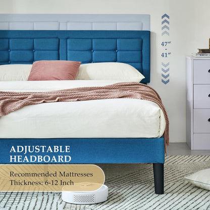 Base de cama tapizada VECELO con cabecero de altura ajustable