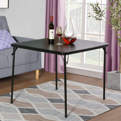 VECELO Portable Folding Card Table Square and Chair Sets with Collapsible Legs & Vinyl Upholstery (5 PCS)