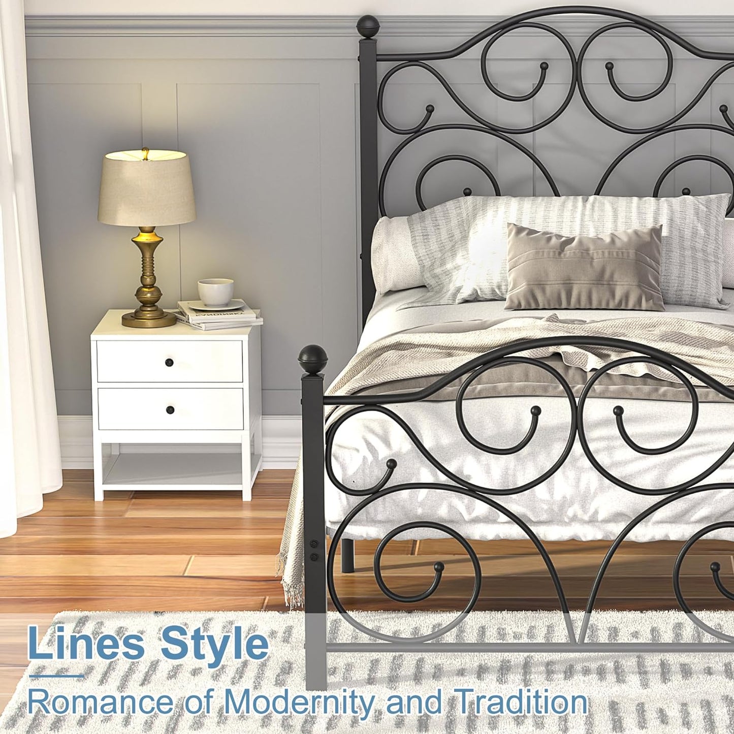 VECELO Classic Metal Bed Frame Mattress Foundation