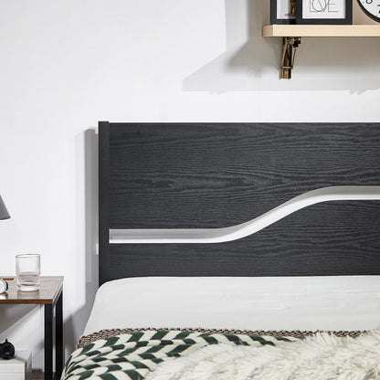 VECELO Plattformbettgestell/Matratzenunterlage mit rustikalem Vintage-Holzkopfteil