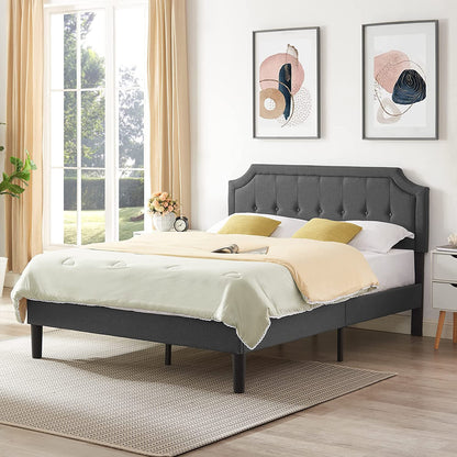VECELO Premium Upholstered Platform Bed Diamond Stitched Panel Headboard