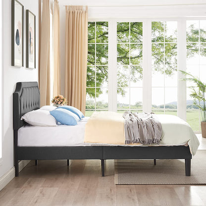 VECELO Premium Upholstered Platform Bed Diamond Stitched Panel Headboard