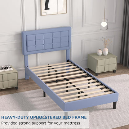 Base de cama tapizada VECELO con cabecero de altura ajustable