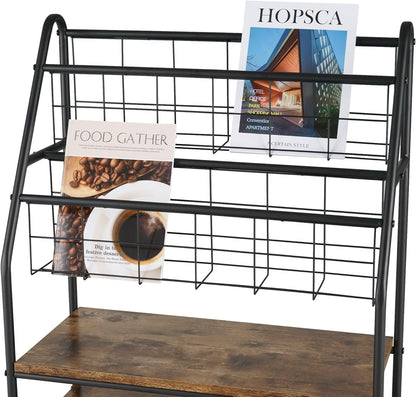 VECELO Zeitungsständer, 2-stufiges Metallregal Prospekthalter