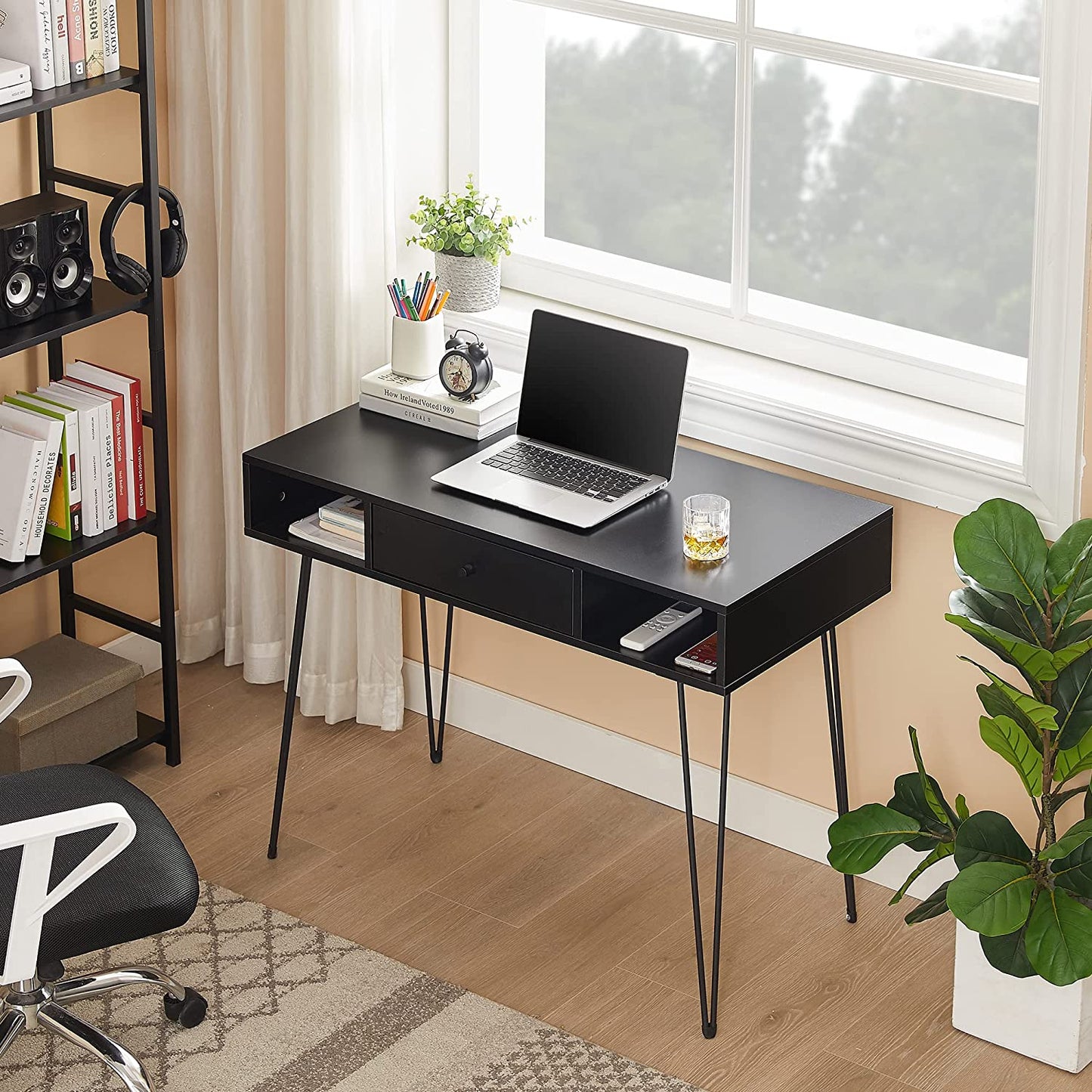 VECELO 39.3" Home Office Work Table with Drawers Computer Desk