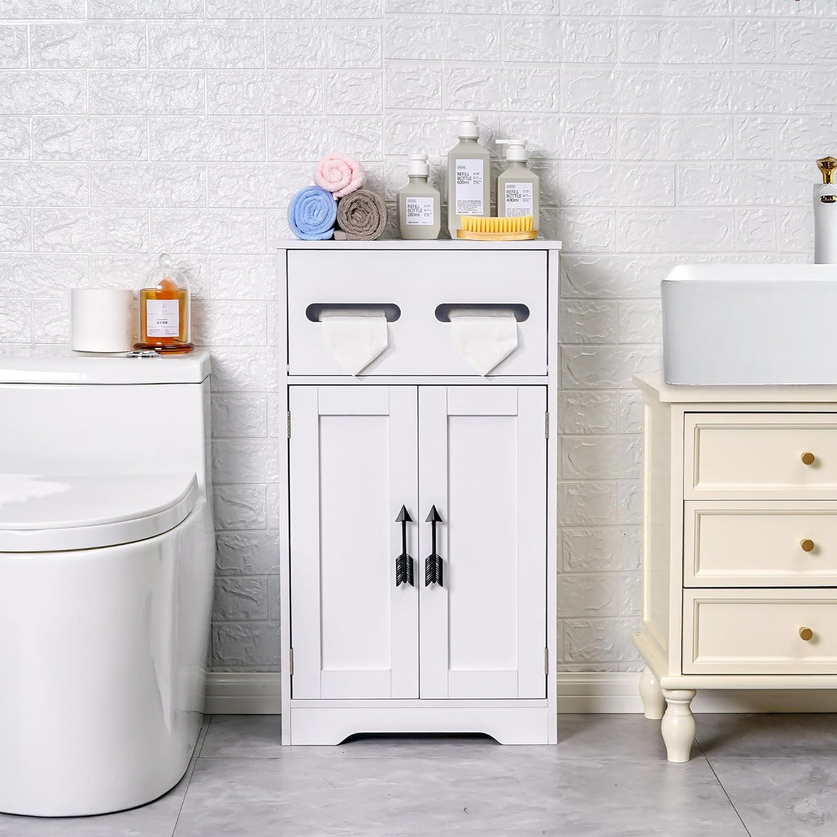 VECELO Mueble organizador de papel higiénico para baño, soporte para rollos y toallas de papel