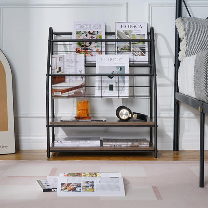 VECELO Zeitungsständer, 2-stufiges Metallregal Prospekthalter