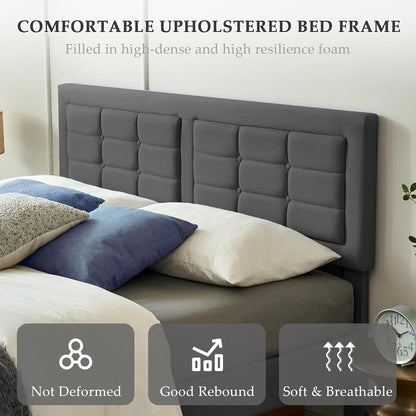 Base de cama tapizada VECELO con cabecero de altura ajustable