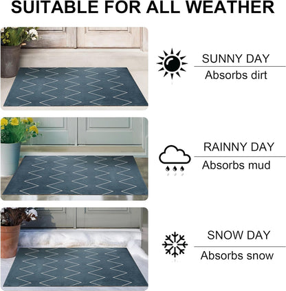 VECELO Outdoor Front Door Mat Outside Entrance, Low-Profile Welcome Mat