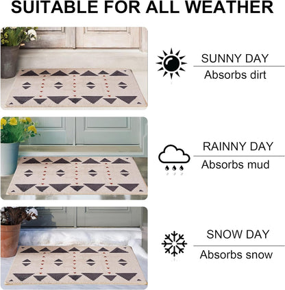 VECELO Outdoor Front Door Mat Outside Entrance, Low-Profile Welcome Mat