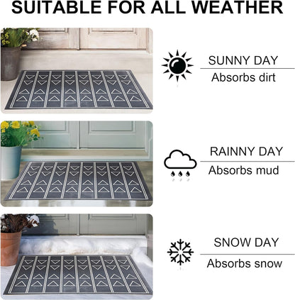VECELO Outdoor Front Door Mat Outside Entrance, Low-Profile Welcome Mat