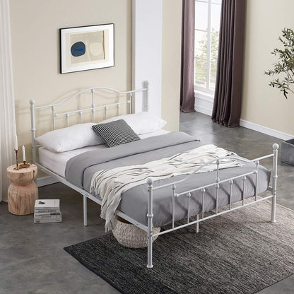 VECELO Classical Black Bed Frame Metal Platform Mattress Foundation with Headboard & Footboard