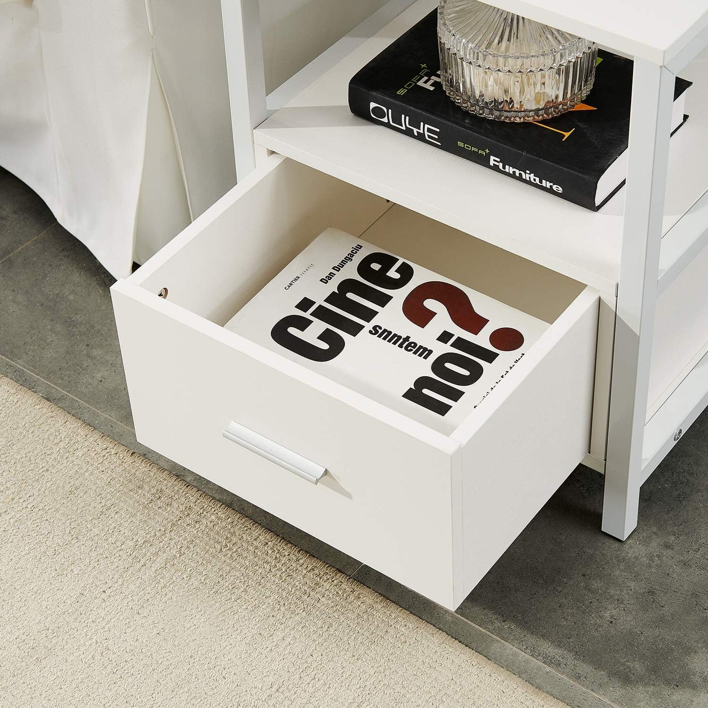 VECELO Nightstand Modern Square End Side Table, 1 Pack/2 Packs