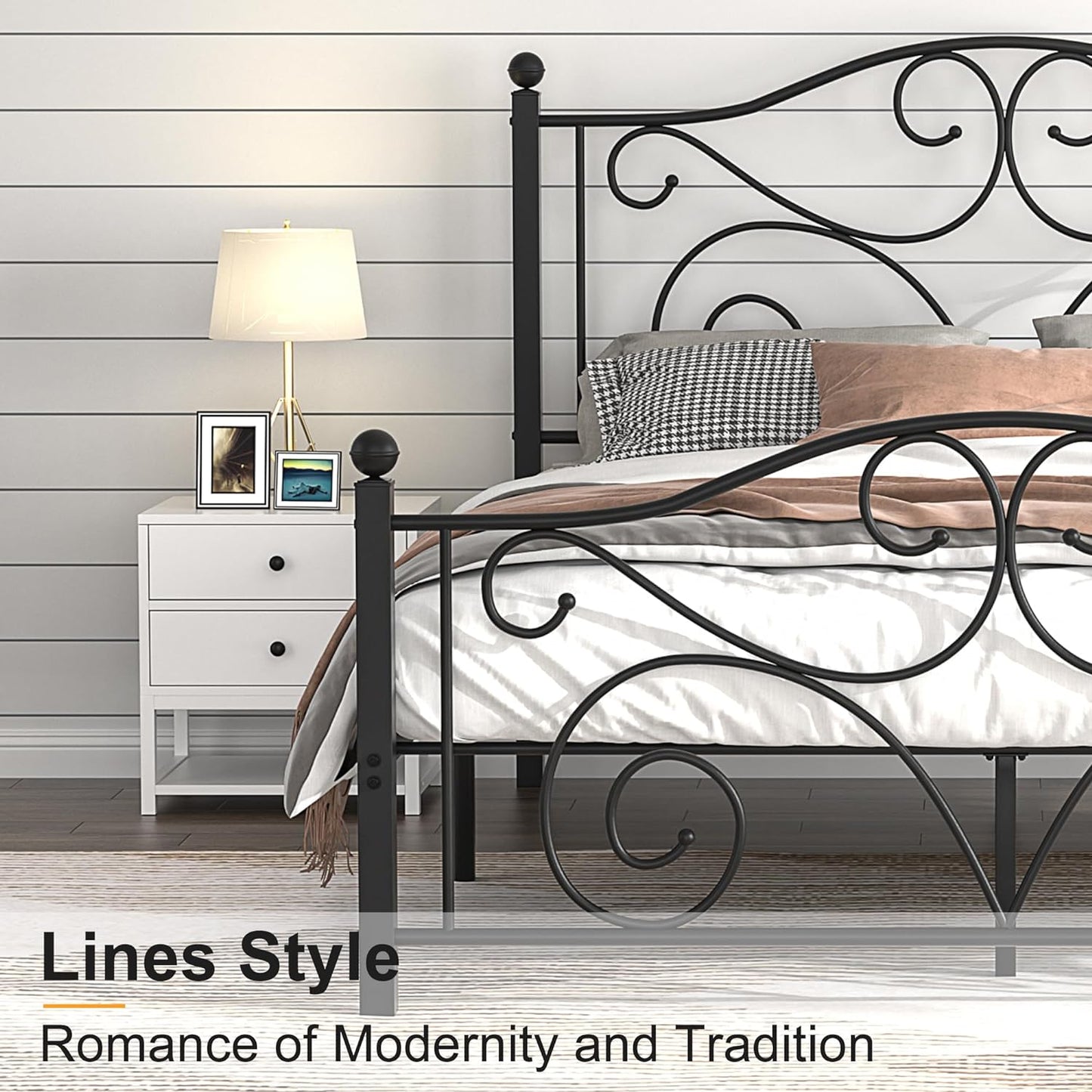 VECELO Classic Metal Bed Frame Mattress Foundation