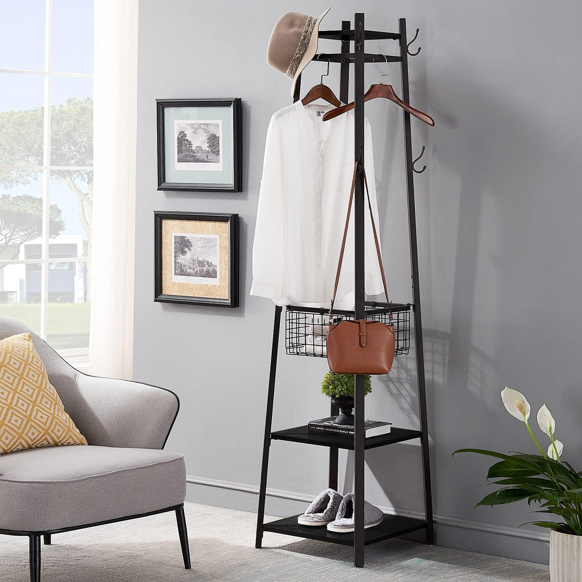 VECELO Coat Rack Freestanding Hall Tree