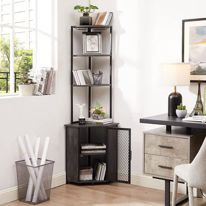 VECELO Corner Cabinet, Tall Storage Shelf Bookshelf Display Shelves Rack