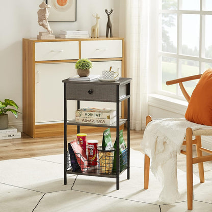 VECELO Hohe Beistelltische/3-stöckiger Nachttisch mit Ablage