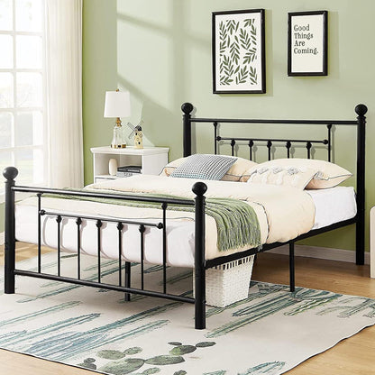 VECELO Modern Metal Platform Bed Frame Mattress Foundation with Headboard and Footboard