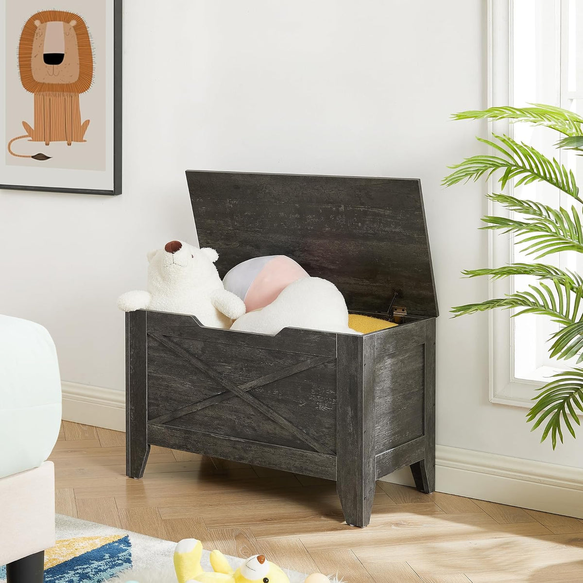 VECELO Modern Shoe Bench for Storage,Toy Chest Ottoman