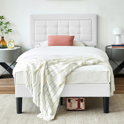 Base de cama tapizada VECELO con cabecero de altura ajustable