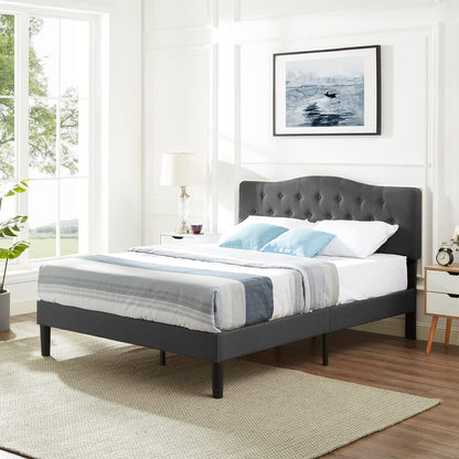 VECELO Classic Upholstered Platform Bed Frame with Diamond Stitched Cloth