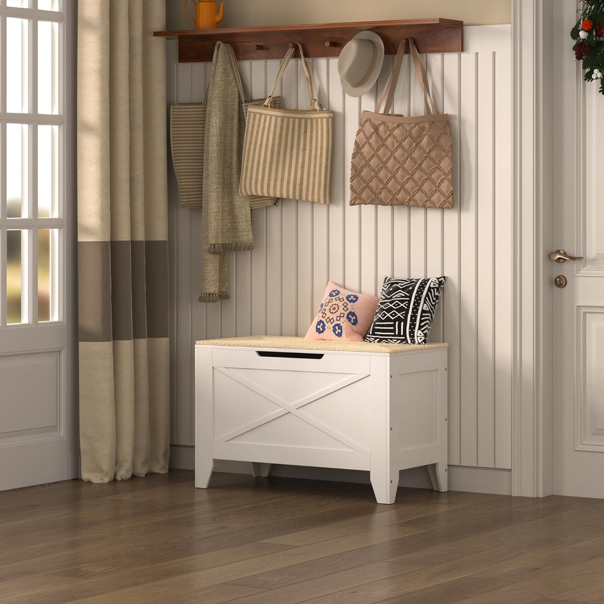 VECELO Modern Shoe Bench for Storage,Toy Chest Ottoman