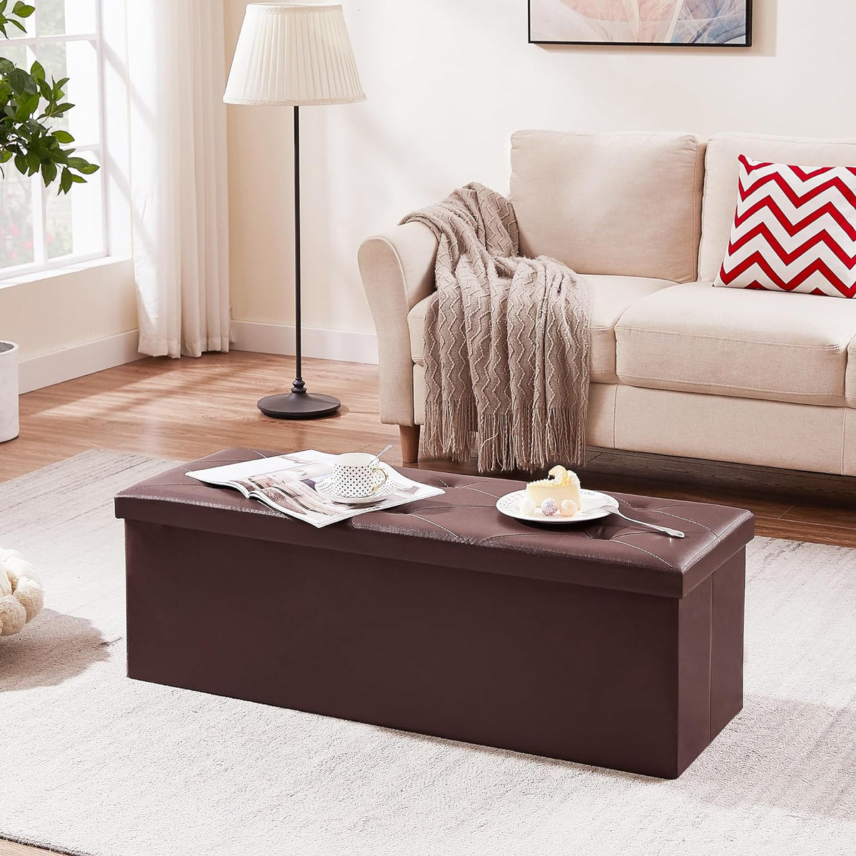 VECELO Storage Ottoman Bench End of Bed 43'' Footstool Footrest Stool Shoestool