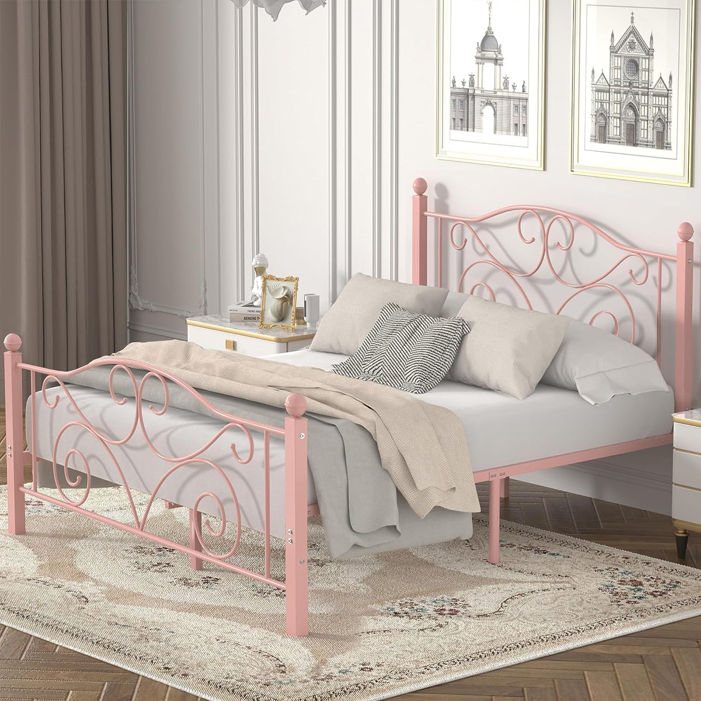 VECELO Classic Metal Bed Frame Mattress Foundation