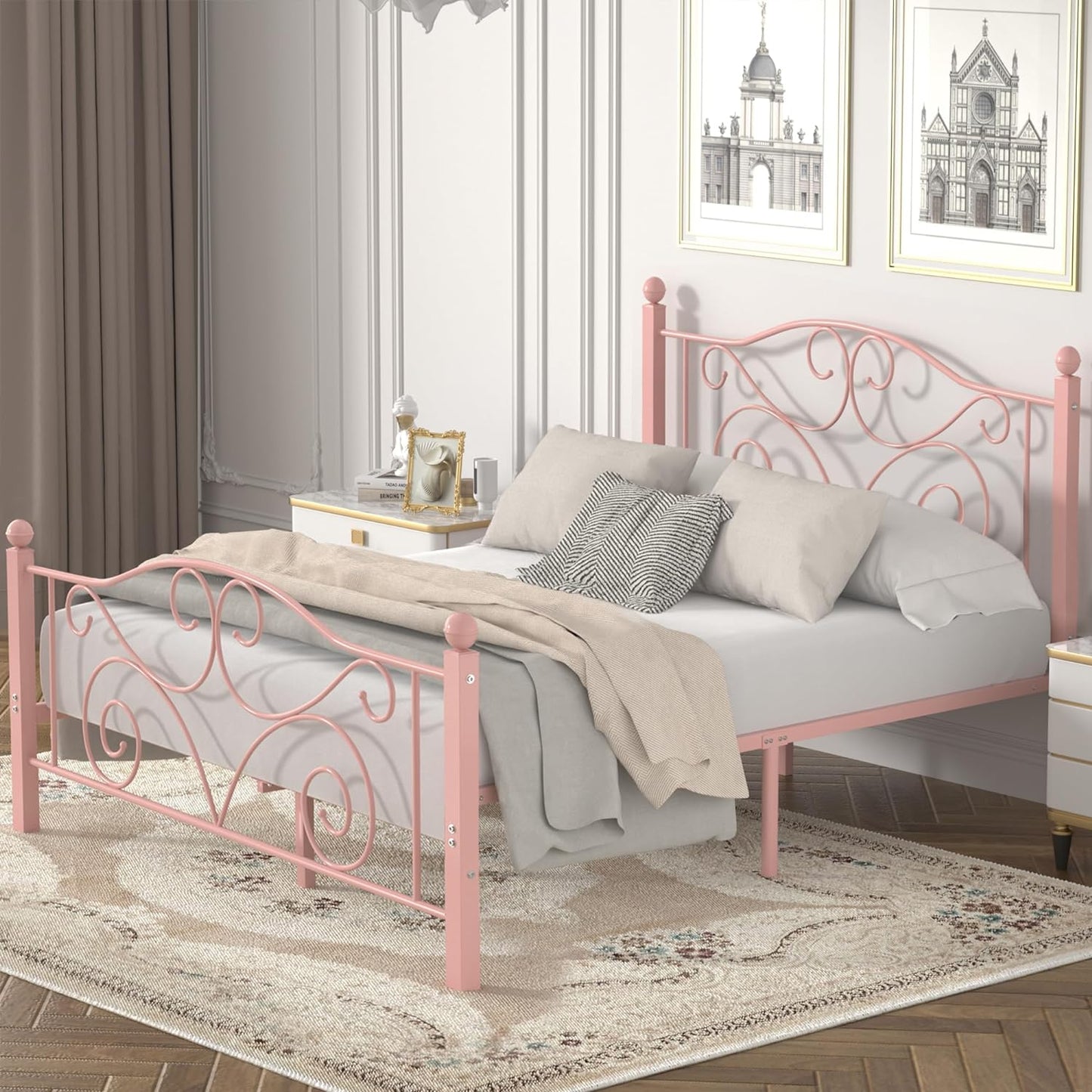 VECELO Classic Metal Bed Frame Mattress Foundation