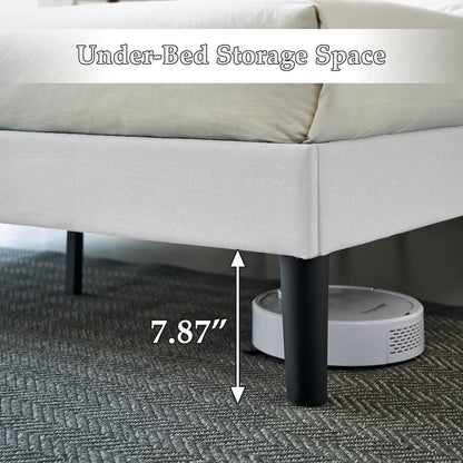 Base de cama tapizada VECELO con cabecero de altura ajustable