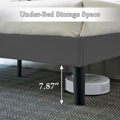 Base de cama tapizada VECELO con cabecero de altura ajustable
