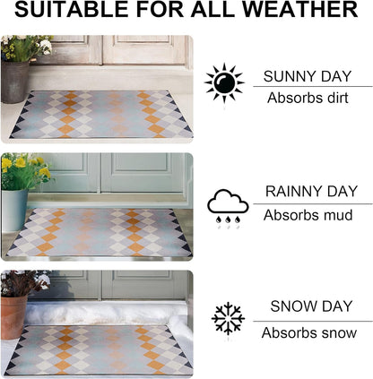 VECELO Outdoor Front Door Mat Outside Entrance, Low-Profile Welcome Mat