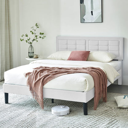 Base de cama tapizada VECELO con cabecero de altura ajustable