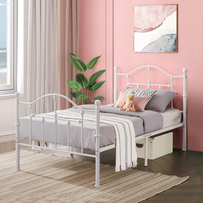 VECELO Classical Black Bed Frame Metal Platform Mattress Foundation with Headboard & Footboard