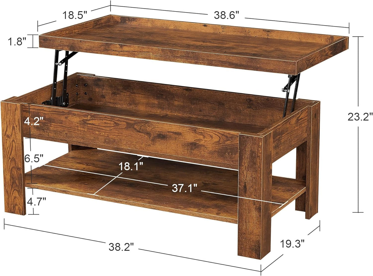 VECELO Lift Top Coffee Table with Storage Shelf