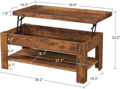 VECELO Lift Top Coffee Table with Storage Shelf