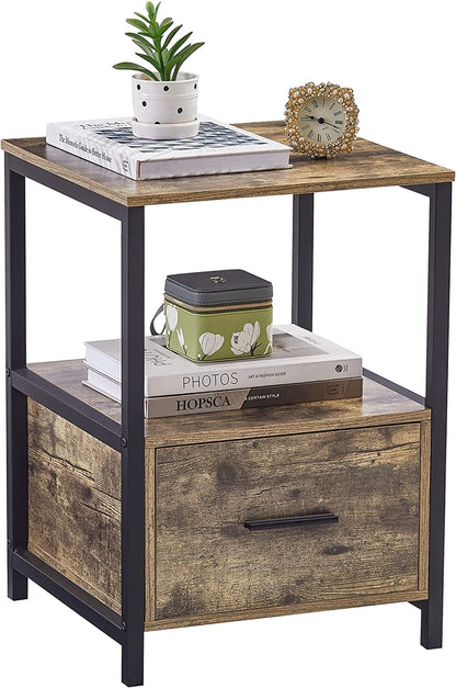 VECELO Nightstand Modern Square End Side Table, 1 Pack/2 Packs