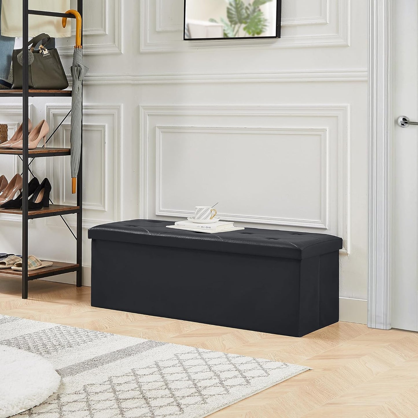 VECELO Storage Ottoman Bench End of Bed 43'' Footstool Footrest Stool Shoestool