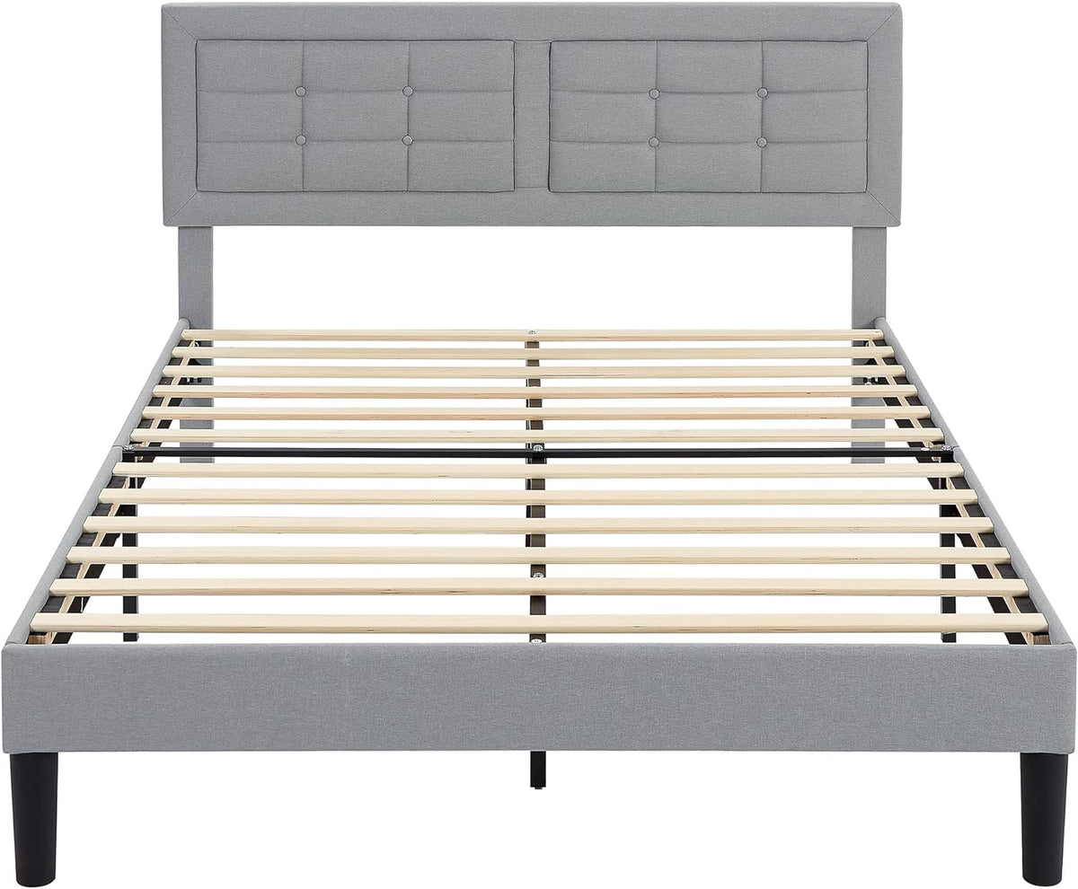 Base de cama tapizada VECELO con cabecero de altura ajustable