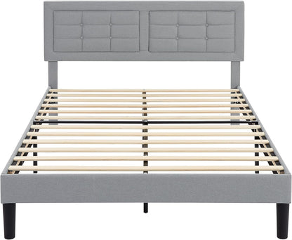 Base de cama tapizada VECELO con cabecero de altura ajustable