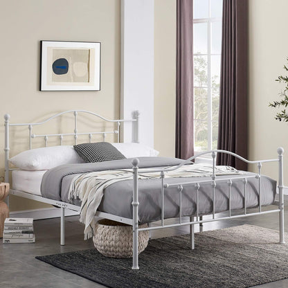 VECELO Classical Black Bed Frame Metal Platform Mattress Foundation with Headboard & Footboard