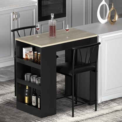 VECELO Small Bar Table and Chairs Tall Kitchen Breakfast Nook with Stools/Dining Set for 2