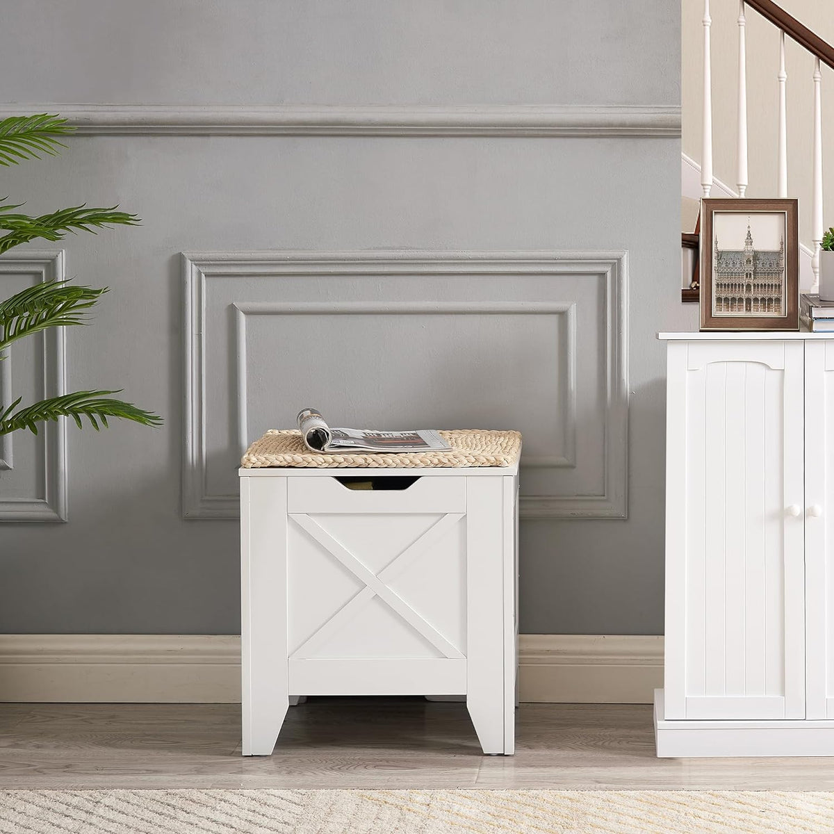 VECELO Modern Shoe Bench for Storage,Toy Chest Ottoman