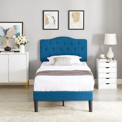 VECELO Classic Upholstered Platform Bed Frame with Diamond Stitched Cloth