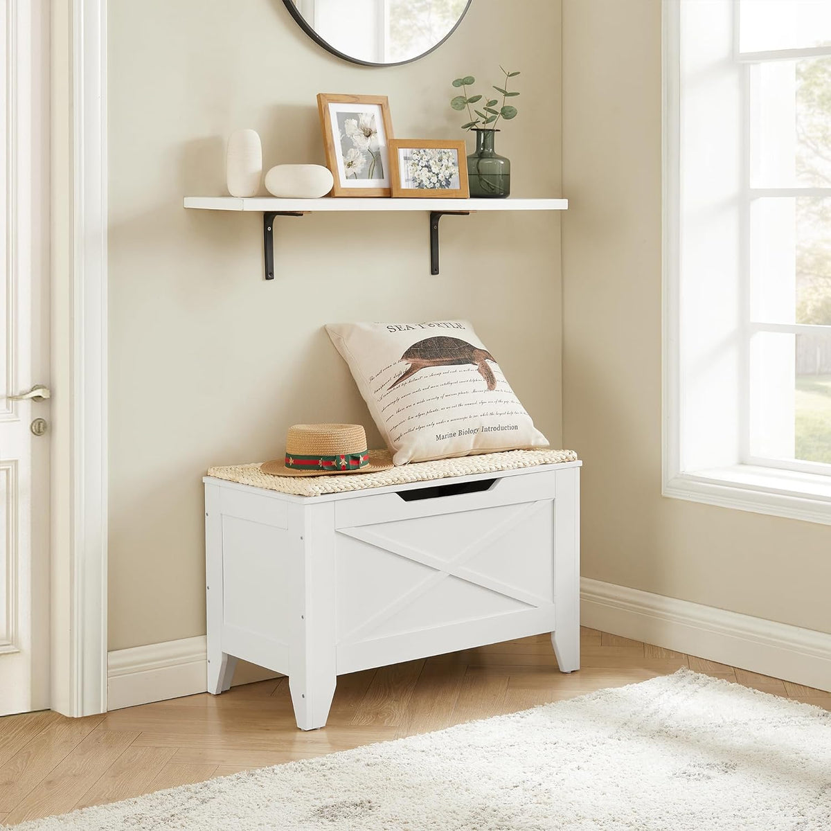 VECELO Modern Shoe Bench for Storage,Toy Chest Ottoman