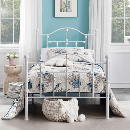 VECELO Classical Black Bed Frame Metal Platform Mattress Foundation with Headboard & Footboard