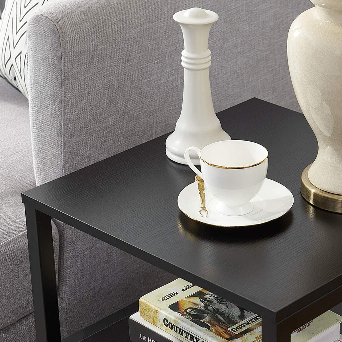 VECELO Nightstand Modern Square End Side Table, 1 Pack/2 Packs